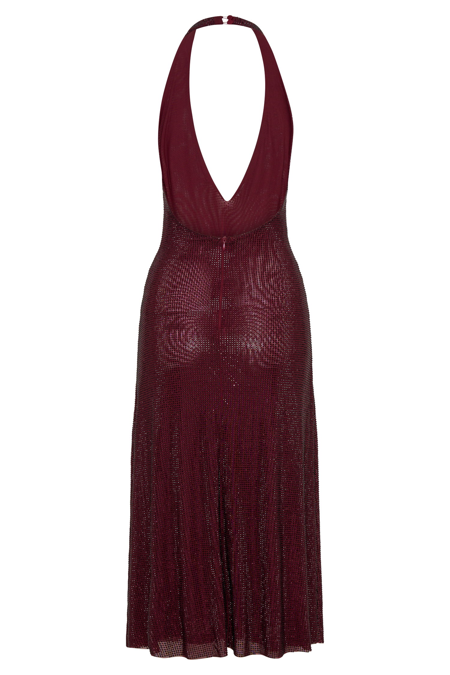 Diamante Halter Midi Dress - Mahogany