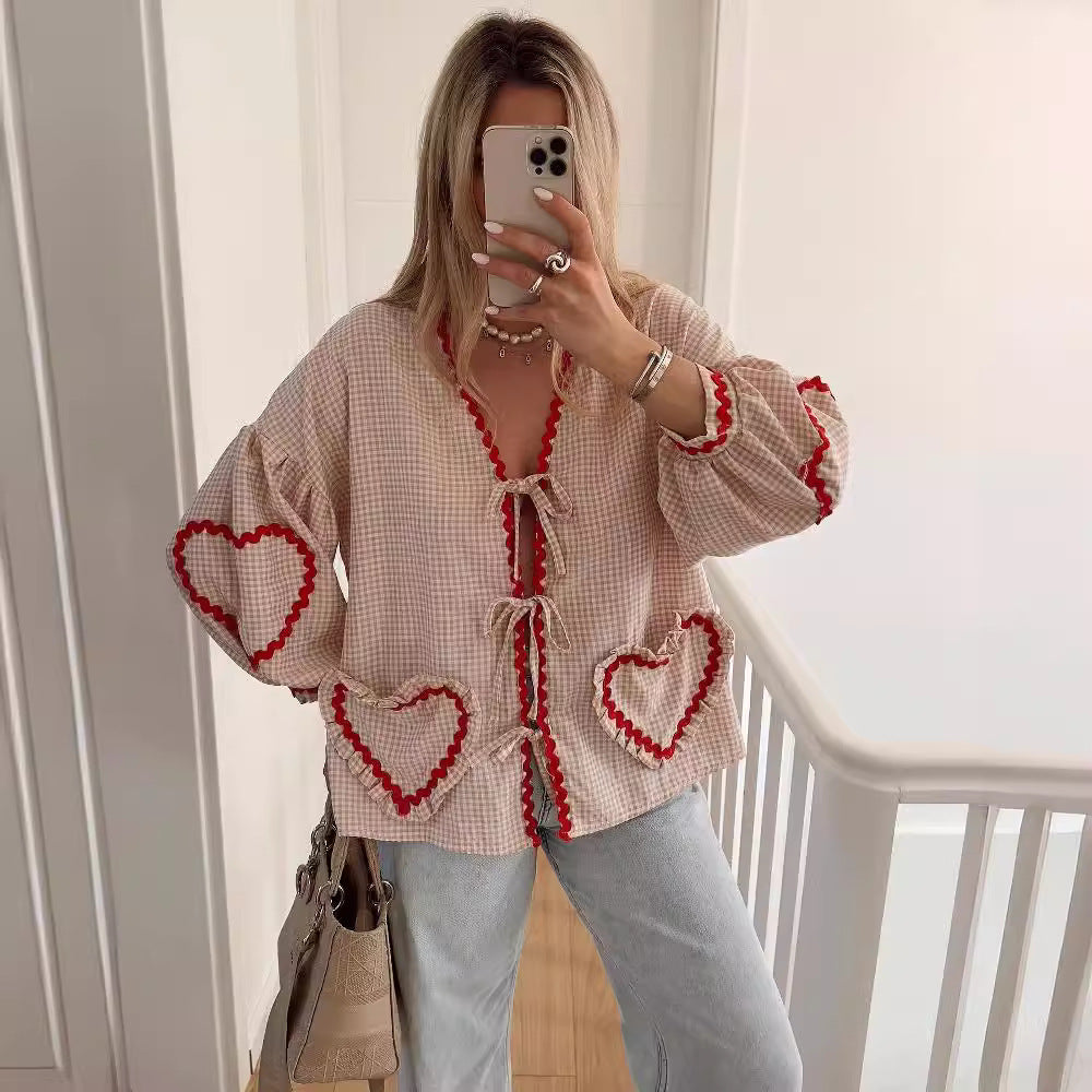 Organic Cotton Top - Pink Checks