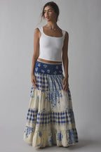 Elaborate Patchwork Lace Hem Maxi Skirt