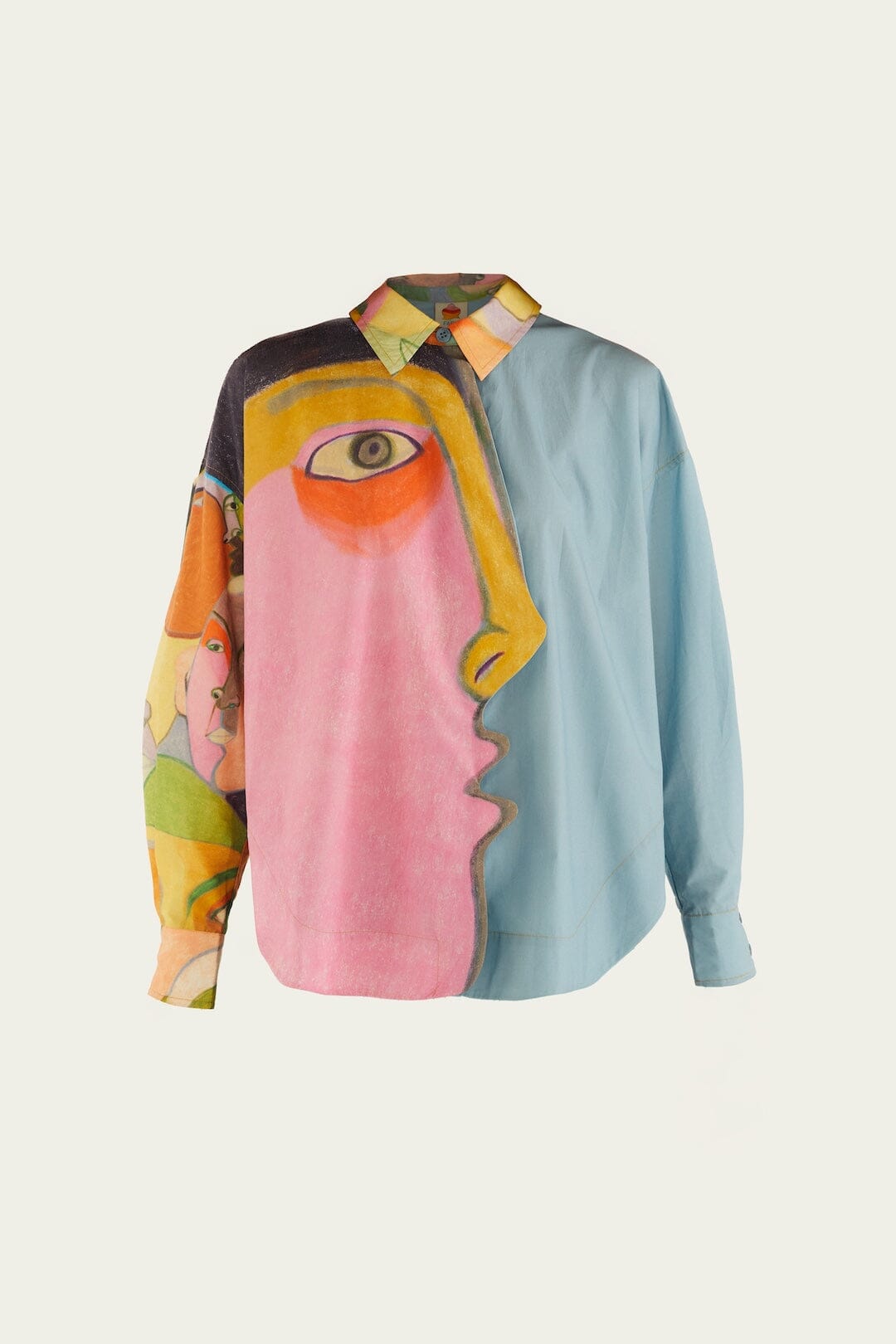 Crowded Series Drawing Organic Cotton Long Sleeve Shirt