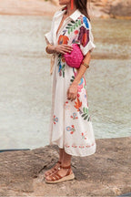 Solana Floral Print Short Sleeve Shirt Dress