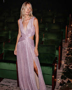 Lurex Plunge Maxi Dress