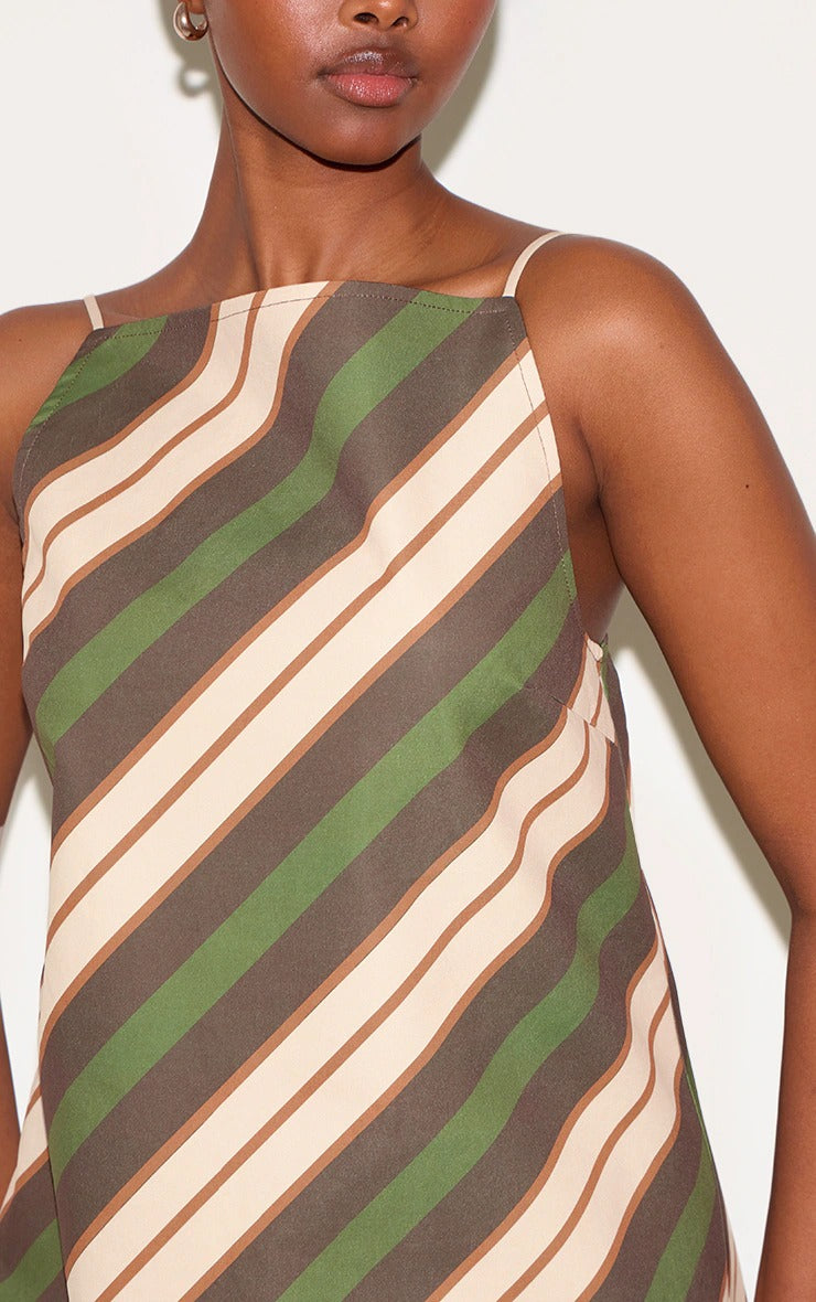 Green Striped A-line Dress