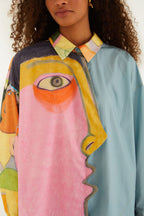 Crowded Series Drawing Organic Cotton Long Sleeve Shirt