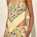 Cotton voile bandana top in daffodil daze block print