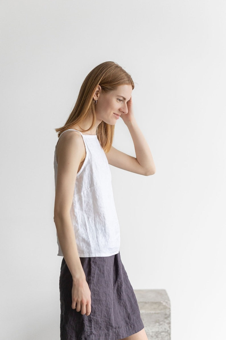 White Classic Linen Top