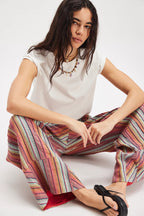 Day's End Stripe Pants - Red Brown Combo