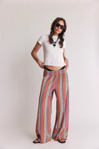 Day's End Stripe Pants - Red Brown Combo