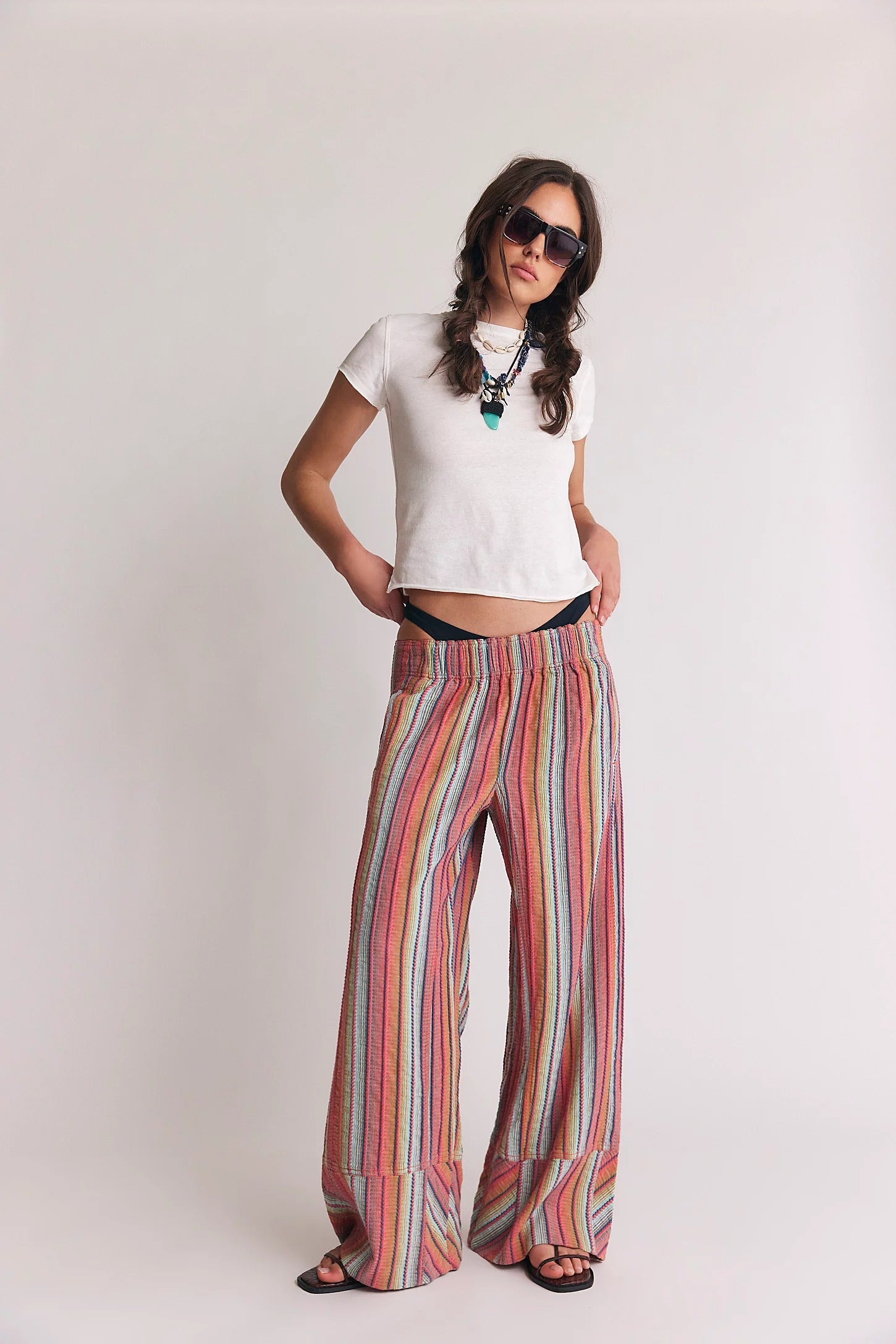 Day's End Stripe Pants - Red Brown Combo