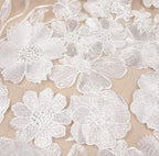 Embroidery Off Shoulder Sleeveless Gauze Floral Mini Dress