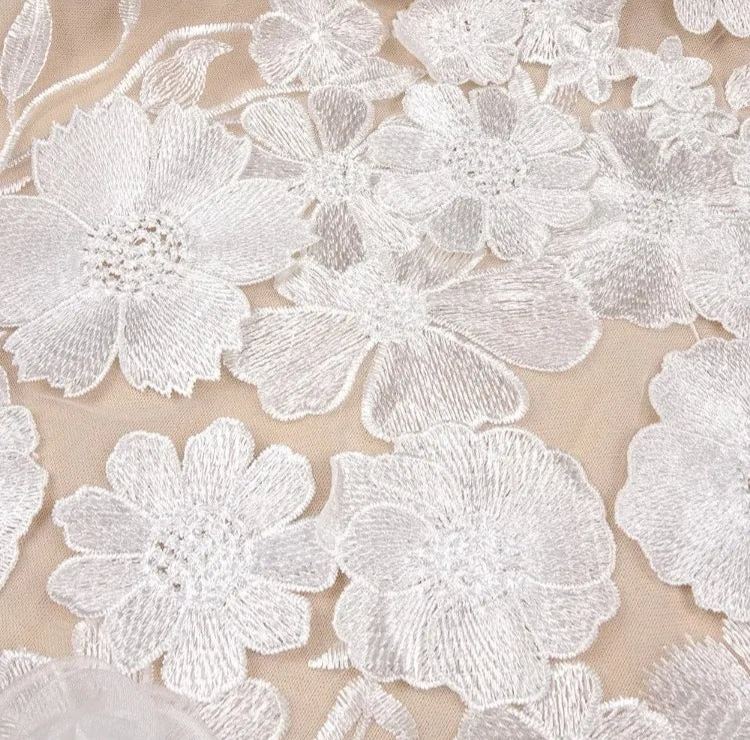 Embroidery Off Shoulder Sleeveless Gauze Floral Mini Dress