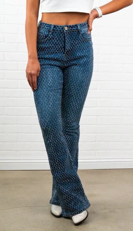 Rhinestone Flair bottom Jeans