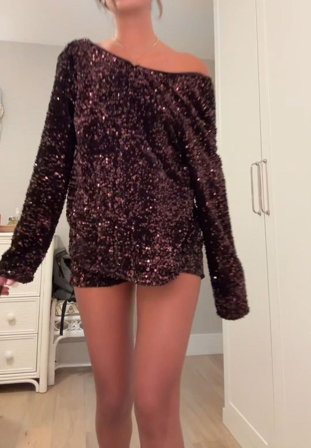 Dark Brown Sequin Set