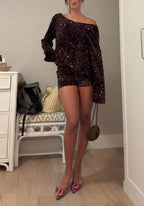 Dark Brown Sequin Set