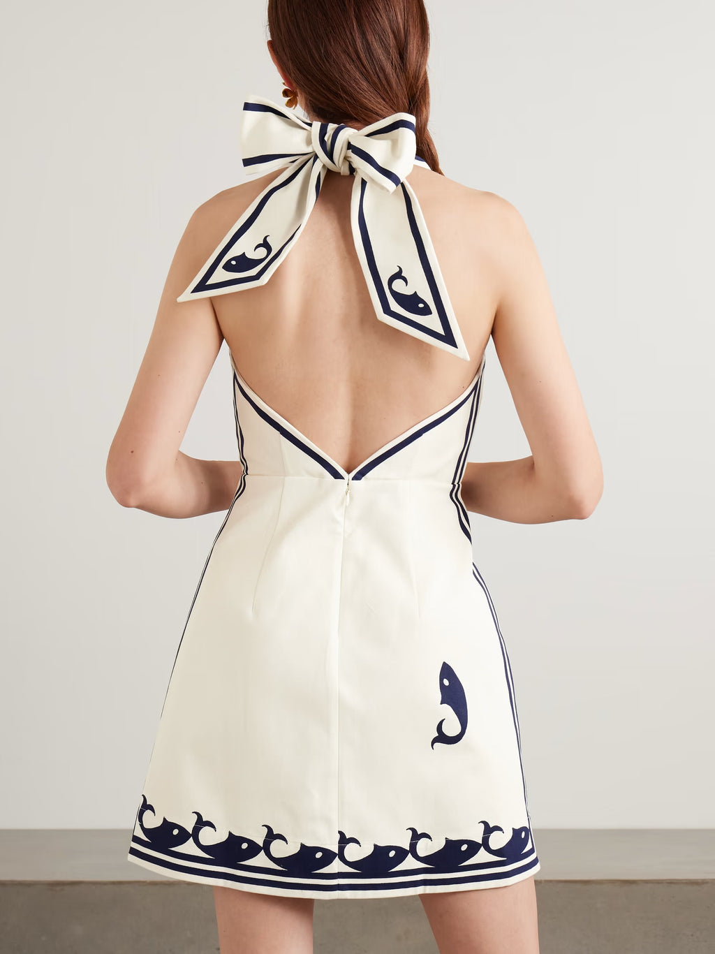 Marine Print Halter Neck Mini Dress