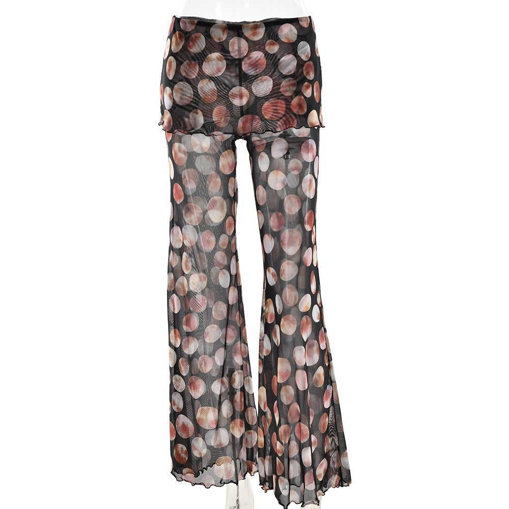 Mesh print trousers