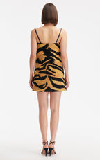 Chenille Tiger Jacquard Mini Dress Animal