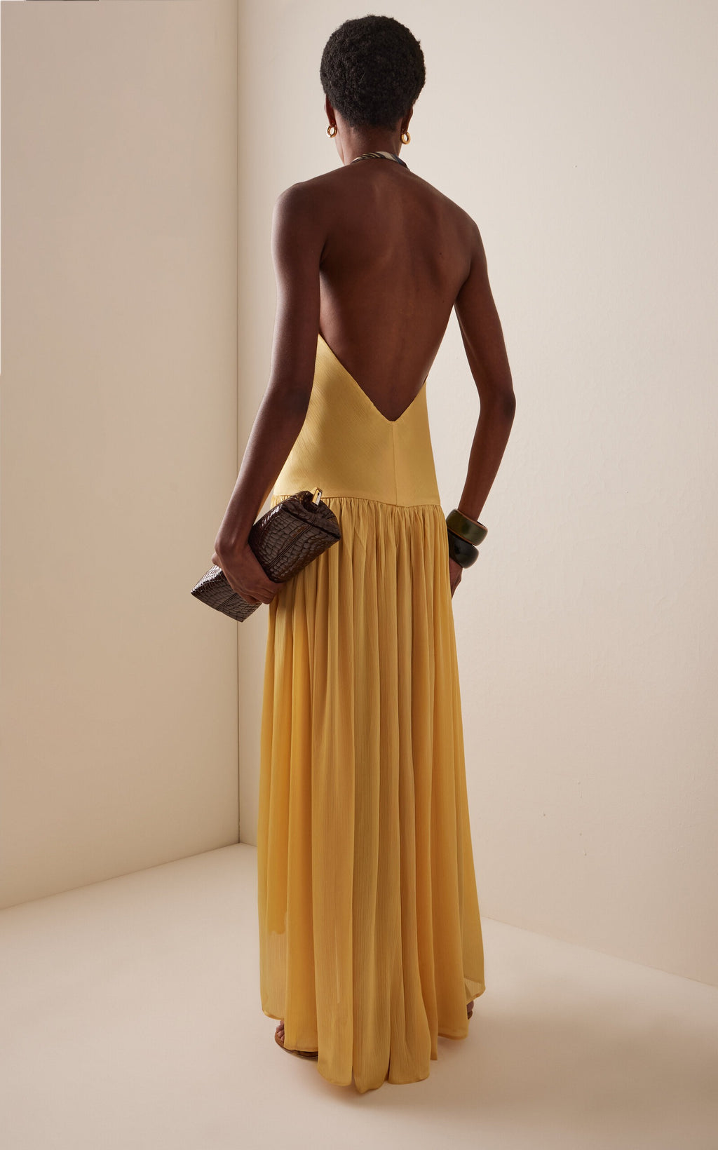 Liessa Plunged Satin Maxi Dress