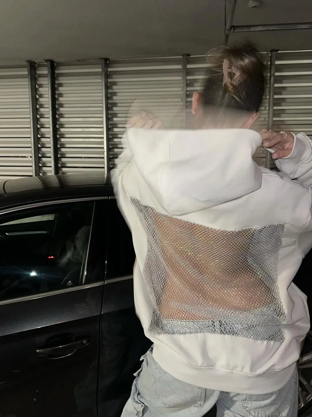 Luna Rhinestone Mesh Hoodie