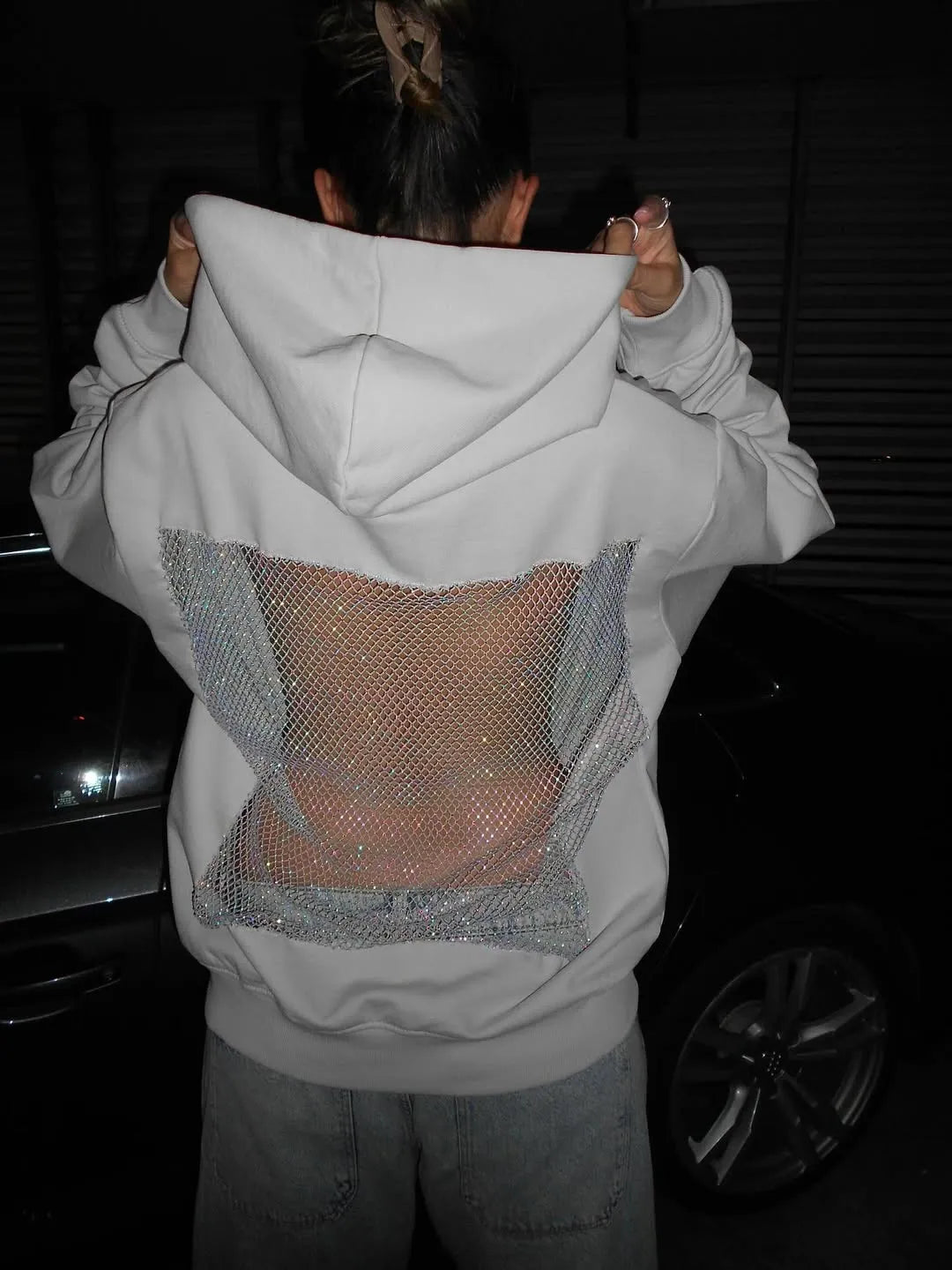 Luna Rhinestone Mesh Hoodie