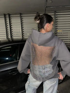 Luna Rhinestone Mesh Hoodie