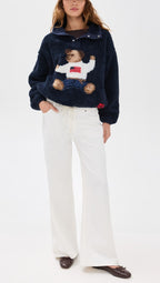 Cozy Teddy Graphic Sherpa Pullover
