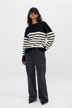 Round Neck Striped Knitted Sweater