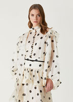 Scarf Collar Ruffle Blouse + Long Midi Skirt Set